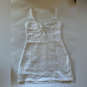 Zara White Short Lace Dress with Tie